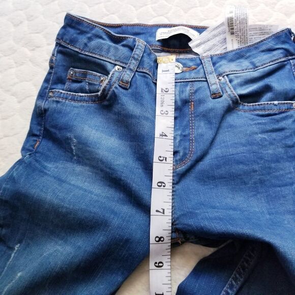 Zara denim skinny jeans distressed ripped raw hem - Picture 4 of 9